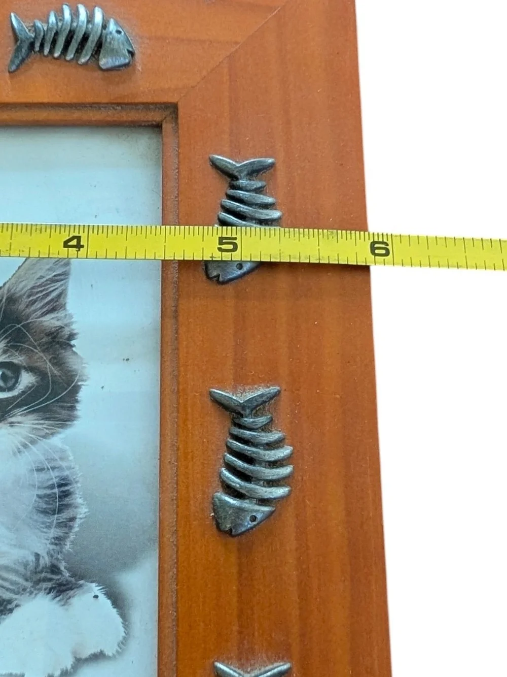 Wooden Photo Frame with Pewter Fish Accents